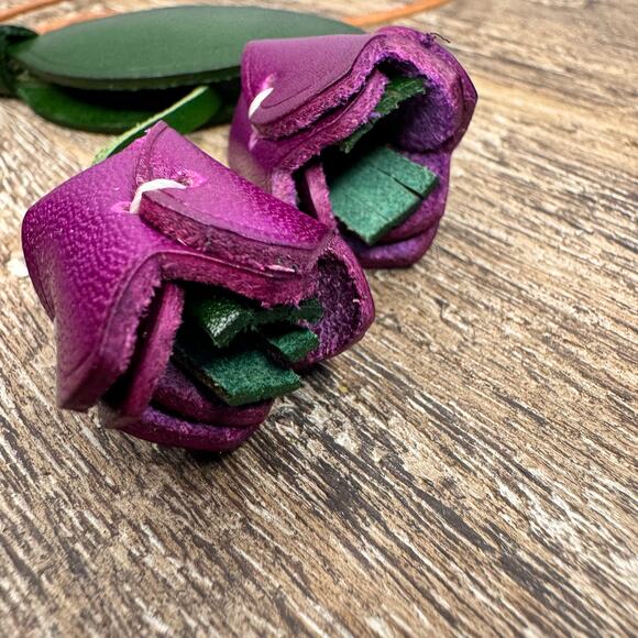 Genuine Leather Tulip Bag Charm Purple Tulip Spring Flowers Leather Charm - Picture 6 of 8